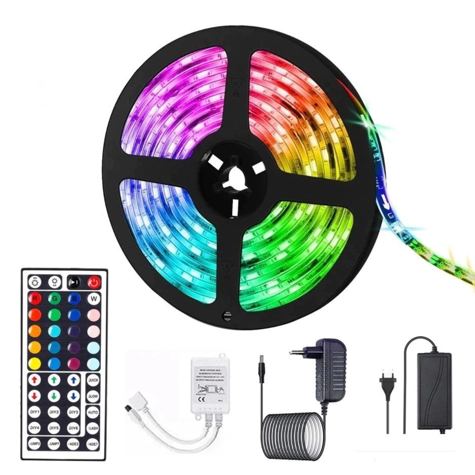 Bandă LED RGB de 5 m, cu telecomandă
