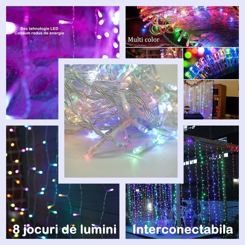 Perdea luminoasă 5 × 1 m, cu 8 jocuri de lumini