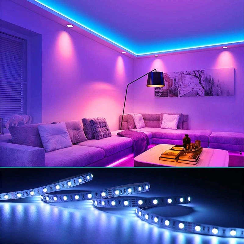 Bandă LED RGB de 5 m, cu telecomandă