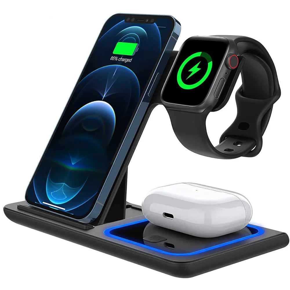 Stație de încărcare wireless 3 în 1