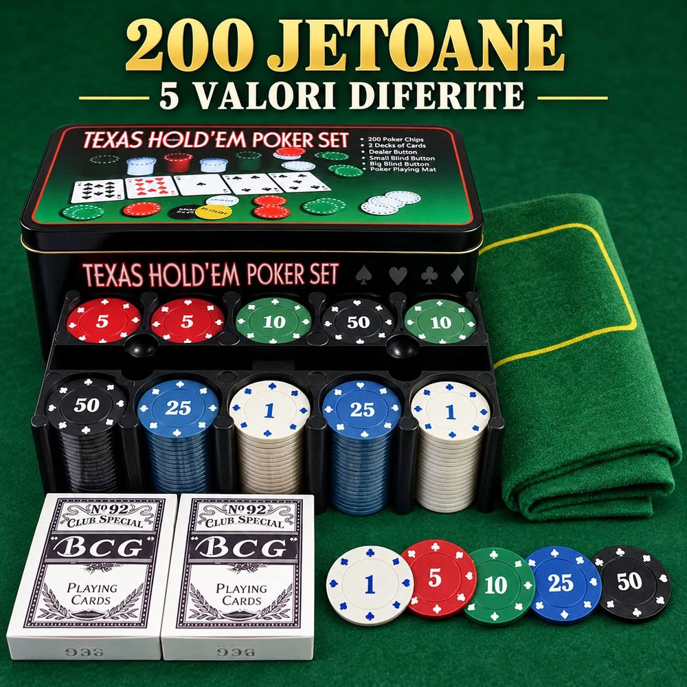 Set de poker cu 200 de jetoane