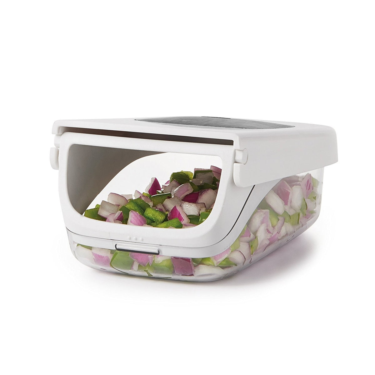 Tocător manual de legume, cu recipient