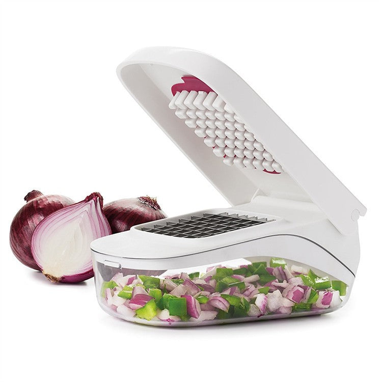 Tocător manual de legume, cu recipient