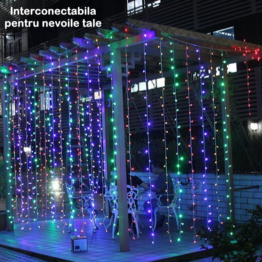 Perdea luminoasă 5 × 1 m, cu 8 jocuri de lumini