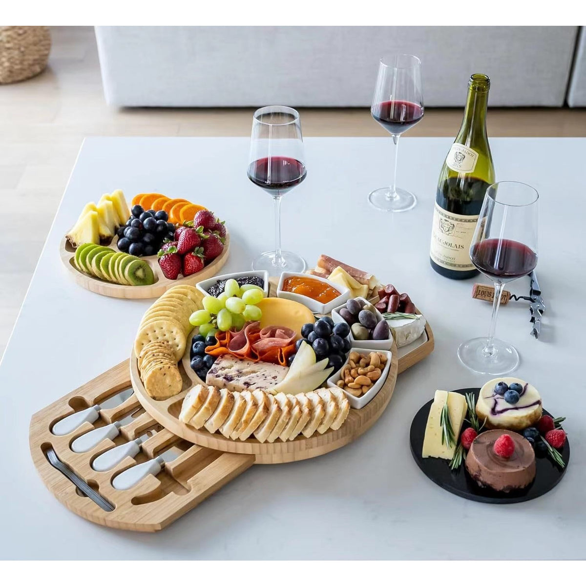 Platou de servire din lemn, set de 18 piese