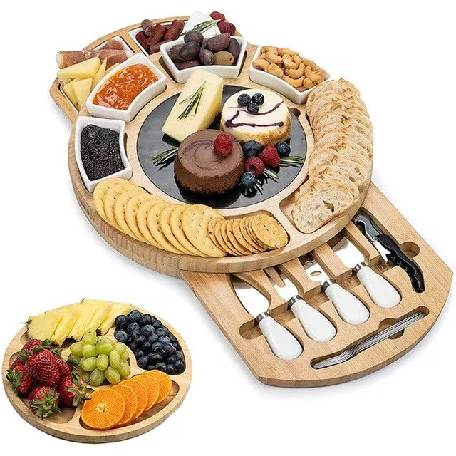 Platou de servire din lemn, set de 18 piese