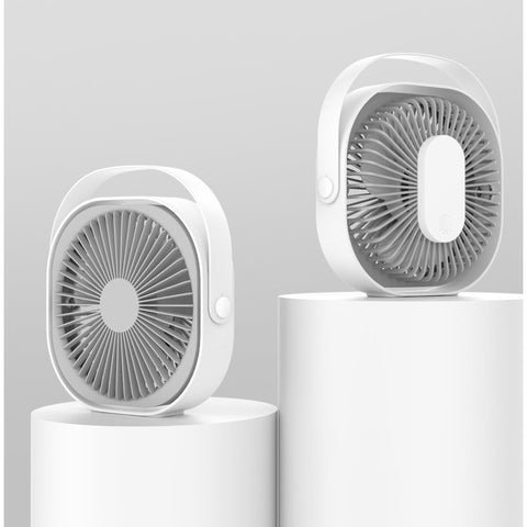 Mini Ventilator Pentru Birou Cu Usb, , Rotire 360 Grade, 3 Viteze, 1500 M A, 13.5 X 12,8, Alb