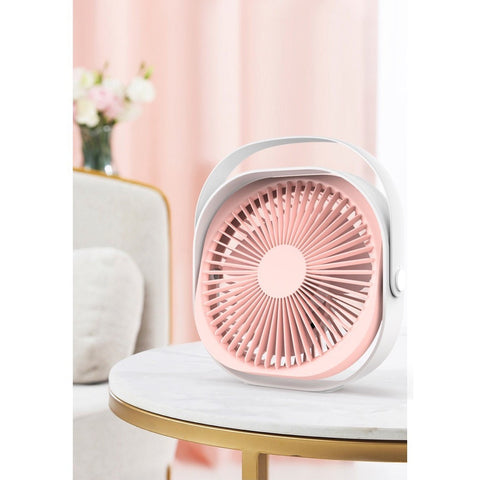 Mini Ventilator Pentru Birou Cu Usb, , Rotire 360 Grade, 3 Viteze, 4000 M A, 13.5 X 12,8, Roz