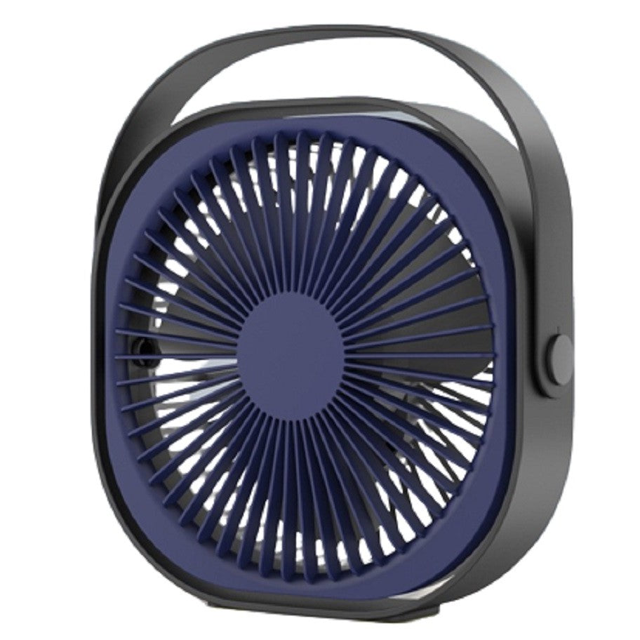 Mini Ventilator Pentru Birou Cu Usb, , Rotire 360 Grade, 3 Viteze, 4000 M A, 13.5 X 12,8, Albastru