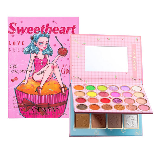 Trusa De Machiaj, Paleta De Farduri , Iluminator Si Blush Sweetheart Cu 32 De Culori Pigmentate,