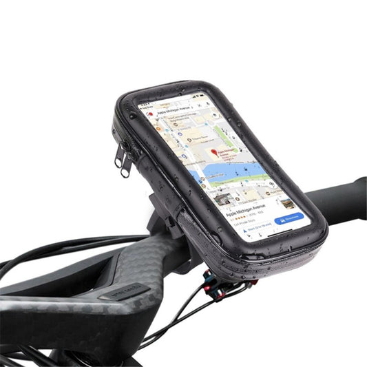 Suport Husa Telefon Mobil  Pentru Bicicleta Si Motocicleta, Rezistent Apa Si Socuri, Touchscreen, 360 Rotativ, Negru, Marime L ≤ 5.5 Inch